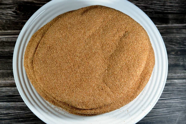 Pão Pitta Assado Marrom Flatbread Feito Principalmente Farelo Farelo Pão — Fotografia de Stock