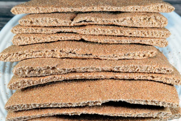 Bruin Gebakken Pitta Brood Plat Brood Gemaakt Voornamelijk Zemelen Zemelen — Stockfoto