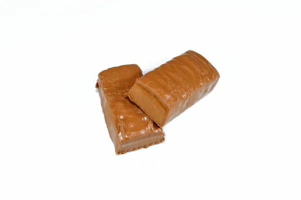 Schokoladen Karamellriegel Eine Köstliche Fusion Aus Knusprigen Erdnüssen Süßem Karamell — Stockfoto