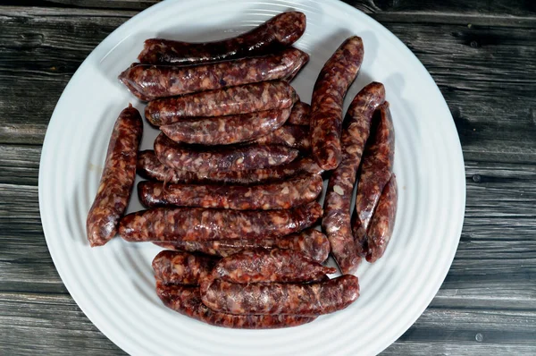 Middle Eastern Raw Fresh Beef Sausage Egyptian Sausages Dry Spiced — Stock Photo, Image