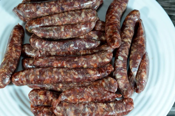 Middle Eastern Raw Fresh Beef Sausage Egyptian Sausages Dry Spiced — Stock Photo, Image