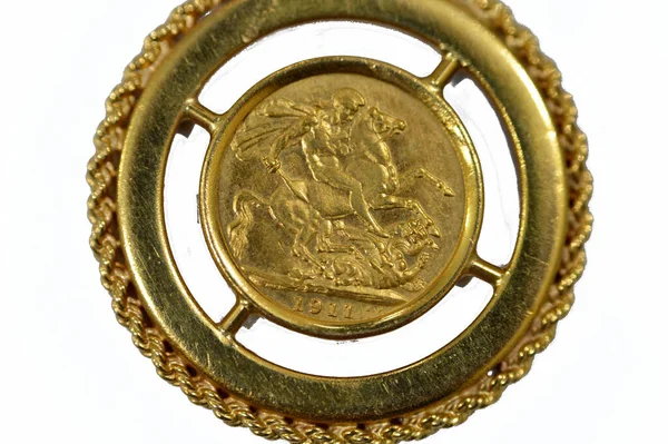Suveranul Este Formă Monedă Aur Britanică Valoare Nominală Liră Sterlină — Fotografie, imagine de stoc