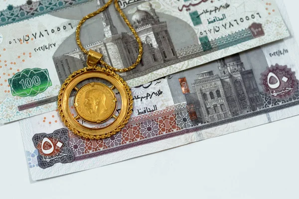 Jóias Jóias Notas Dinheiro Libras Egípcias Egp Moeda Ouro Britânica — Fotografia de Stock
