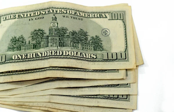 100 Dolarlık Banknot Nakit Para Yığını Eski Seriler Başkan Benjamin — Stok fotoğraf