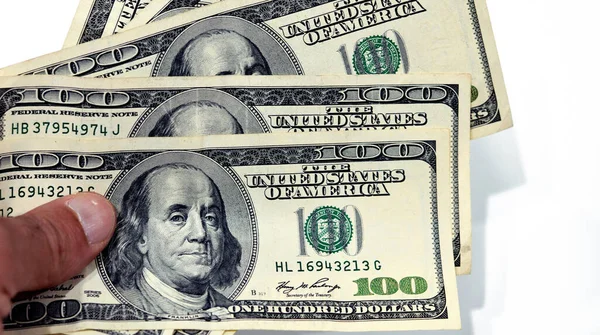 Стопка 100 Долларов Банкноты Наличные Деньги Старые Серии Портретом Президента — стоковое фото