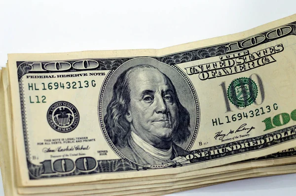Стопка 100 Долларов Банкноты Наличные Деньги Старые Серии Портретом Президента — стоковое фото