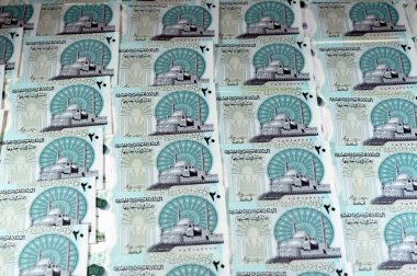 Yeni Mısır 20 EGP LE 20 polimer nakit para banknotu Mohamed Ali Camii, dokunsal ADA Braille noktalarıyla süslenmiş, Kraliçe Kleopatra, Büyük Piramit ve firavun askeri savaş arabası