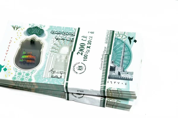 Νέα Αιγυπτιακή Egp Είκοσι Πολυμερείς Λίρες Μετρητά Χαρτονομίσματα Χαρακτηριστικό Χαρτονόμισμα — Φωτογραφία Αρχείου