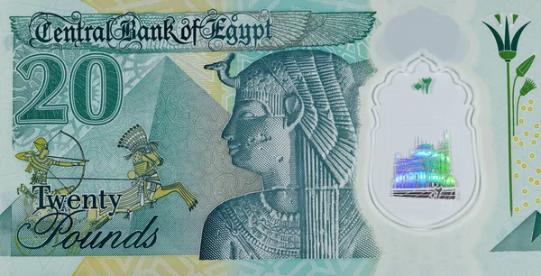 Великий Фрагмент Зворотного Боку Нового Єгипетського Egp Двадцять Полімерних Фунтів — стокове фото