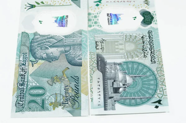 Новый Египетский Egp Двадцать Полимеров Фунтов Наличные Деньги Банкноты Законопроект — стоковое фото
