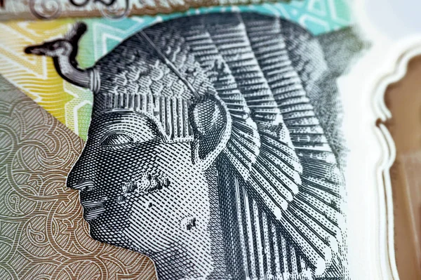 Królowa Kleopatra Odwrotnej Strony Nowego Egipskiego Egp Funtów Polimerowych Banknot — Zdjęcie stockowe