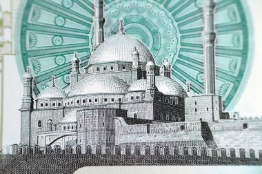 Yeni Mısır 'ın Obverse tarafından Muhammed Ali camii 20 EGP LE 20 polimer pound nakit para banknot ile süslenmiş dokunsal ADA Braille noktalar, Yeni Mısır para banknotu
