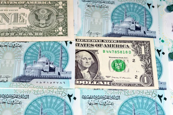 Background Usd American Dollars Money Bills New Egyptian Egp Twenty — Stock Photo, Image