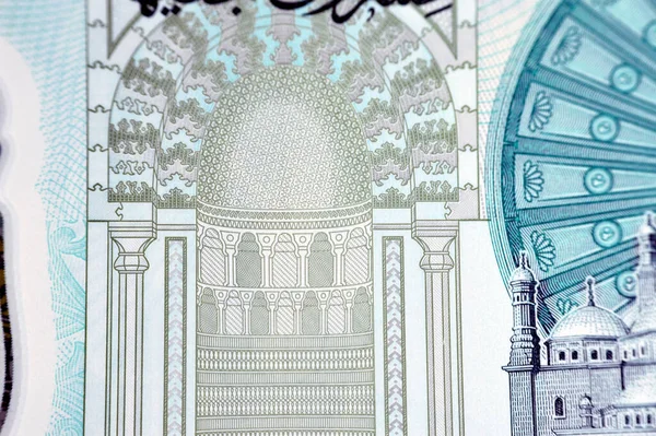 新しいエジプト20 Egp 20ポンドの現金紙幣の反対側からのモハメド アリモスク触覚Ada点字ドットで飾られた紙幣 新しいエジプトのお金の紙幣 — ストック写真