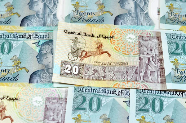 Old New Egyptian Egp Twenty Polymer Pounds Cash Money Banknote — Stock Photo, Image