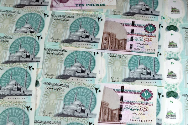 Egyptische Nieuwe Polymeer Geld Bankbiljetten Contant Geld Facturen Achtergrond Van — Stockfoto