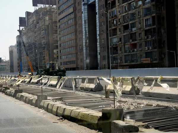 Stock image Cairo, Egypt, June 23 2023:  The 15th of May bridge development project includes expansion and upgrading works that is under construction to increase the bridge's width, May 15 bridge pass over Nile