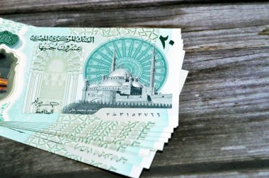 Yeni Mısır 20 EGP LE 20 polimer £nakit para banknot fatura Mohamed Ali cami ve dokunsal ADA Braille noktalar ile süslenmiş Yeni Mısır para banknotu