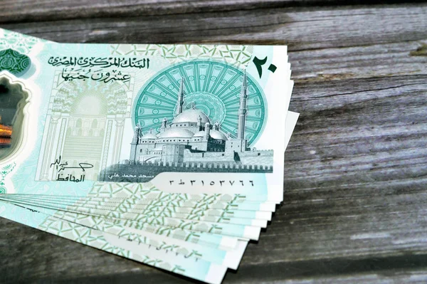 Obverse Side New Egyiptomi Egp Polimer Font Készpénz Bankjegy Tartalmaz — Stock Fotó