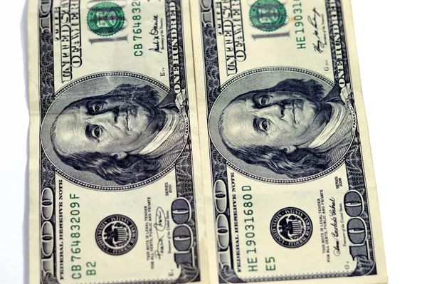 100 Долларов Банкноты Наличные Деньги Старые Серии Портретом Президента Бенджамина — стоковое фото
