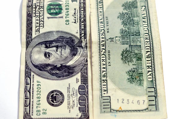 100 Долларов Банкноты Наличные Деньги Старые Серии Портретом Президента Бенджамина — стоковое фото