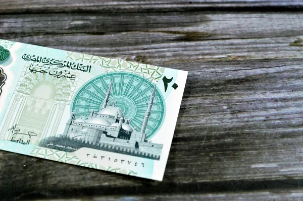 Лицьовій Стороні Нового Єгипетського Egp Двадцять Полімерних Фунтів Грошової Купюри — стокове фото