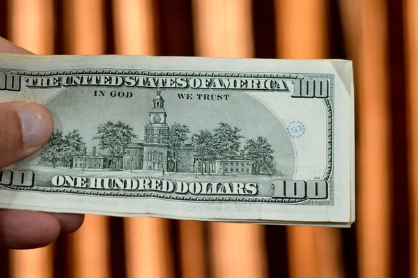 Stos 100 Banknotów Sto Dolarów Gotówka Gotówka Pieniądze Stare Serie — Zdjęcie stockowe