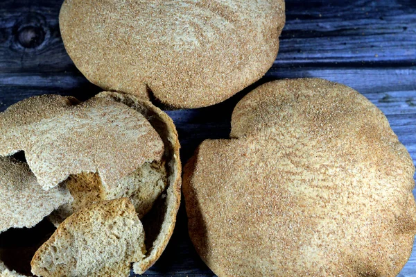 Grão Marrom Egípcio Pão Fino Crocante Sopro Fino Crocante Delicioso — Fotografia de Stock