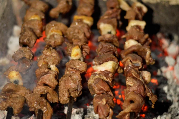 Kebab Kebap Kabob Kebap Kabab Tipo Plato Carne Cocida Origina —  Fotos de Stock