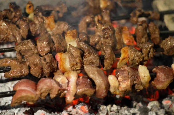 Kebab Kebap Kabob Kebap Kabab Tipo Plato Carne Cocida Origina —  Fotos de Stock