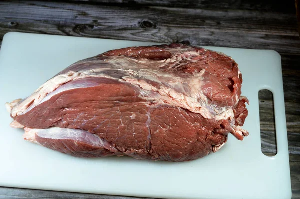 Pedaço Carne Vermelha Carne Fresca Crua Pronto Para Ser Picado — Fotografia de Stock