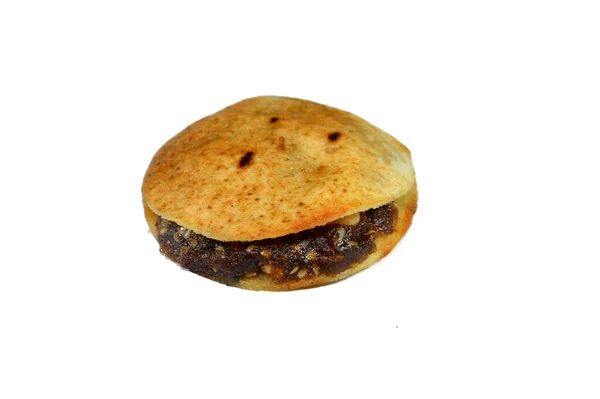 Kapsle Sendvič Mini Plochý Křupavý Chléb Plněné Daty Agwa Nebo — Stock fotografie