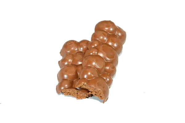 Čokoládová Tyčinka Čokoládovými Bublinkami Mléčnou Čokoládou Hladkou Bublinkovou Lahodnou Callsic — Stock fotografie
