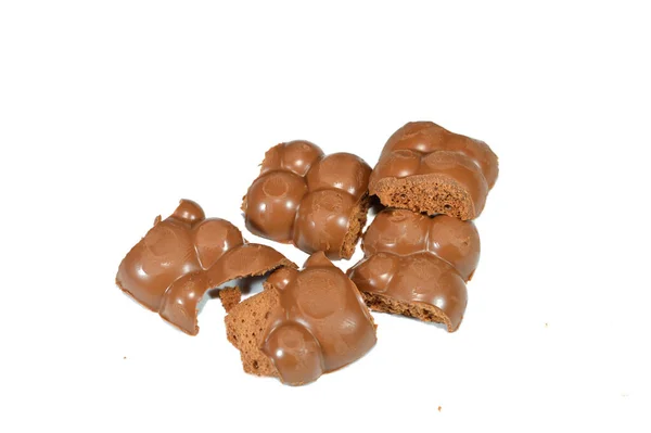 Uma Barra Chocolate Com Bolhas Chocolate Chocolate Com Leite Liso — Fotografia de Stock