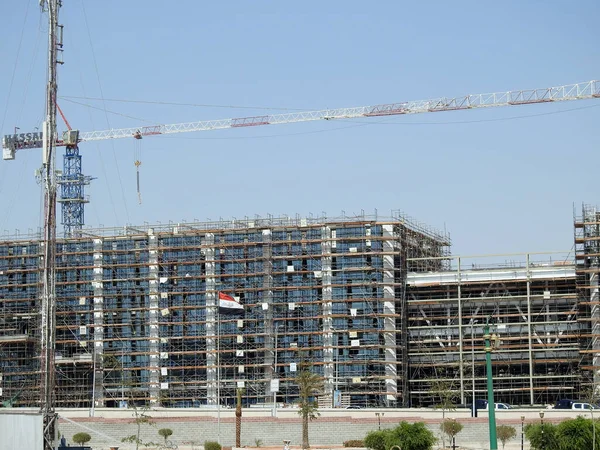 Cairo Egitto Luglio 2023 Cantiere Nuovo Edificio Industriale Con Impalcature — Foto Stock