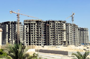 Giza, Mısır, 19 Ağustos 2023: Mısır 'da yeni konut, gayrimenkul gelişimsel konut ve daireler modern proje, Zed Z şehrinin inşaat alanı Şeyh Zayed şehir Giza Orascom CO tarafından
