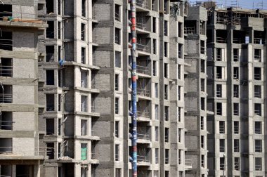 Giza, Mısır, 19 Ağustos 2023: Mısır 'da yeni konut, gayrimenkul gelişimsel konut ve daireler modern proje, Zed Z şehrinin inşaat alanı Şeyh Zayed şehir Giza Orascom CO tarafından