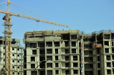 Giza, Mısır, 19 Ağustos 2023: Mısır 'da yeni konut, gayrimenkul gelişimsel konut ve daireler modern proje, Zed Z şehrinin inşaat alanı Şeyh Zayed şehir Giza Orascom CO tarafından