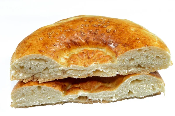 Tandyr Nan Özbek Ekmeği Genellikle Hamurun Üzerindeki Desenlerle Süslenmiş Bir — Stok fotoğraf