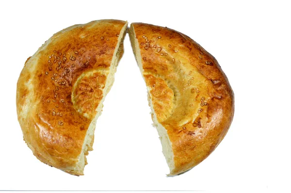 Tandyr Nan Özbek Ekmeği Genellikle Hamurun Üzerindeki Desenlerle Süslenmiş Bir — Stok fotoğraf