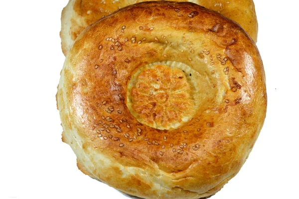 Tandyr Nan Uzbekiskt Bröd Typ Centralasiatiskt Bröd Ofta Dekorerat Med — Stockfoto