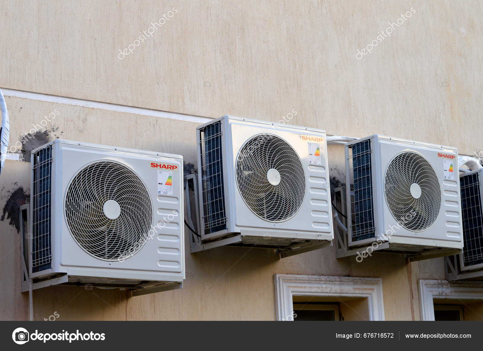 Cairo Egypt September 2023 Sharp Air Conditioner Compressor Cooling