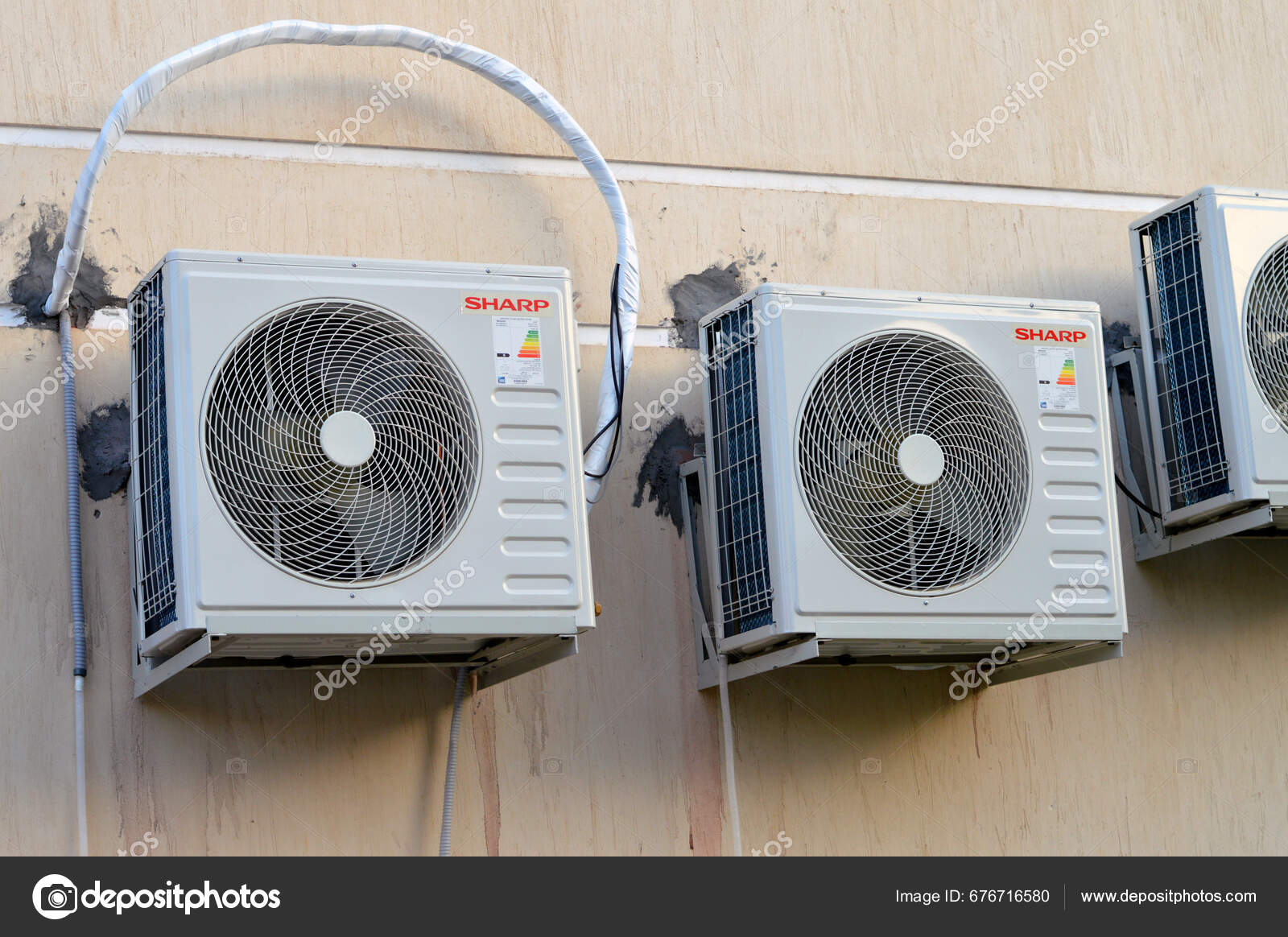 Cairo Egypt September 2023 Sharp Air Conditioner Compressor Cooling