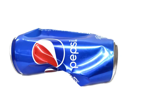 Cairo Egypt September 2023 Crushed Dented Pepsi Can Cola Flavor — Stock Photo, Image
