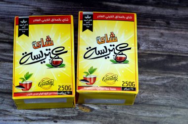 Kahire, Mısır, 26 Eylül 2023: Atresa Attrisa Black Kenya çayı, Kenya, Kenya 'da yetiştirilen büyük bir nakit mahsulü.