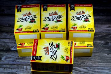 Kahire, Mısır, 26 Eylül 2023: Atresa Attrisa Black Kenya çayı, Kenya, Kenya 'da yetiştirilen büyük bir nakit mahsulü.