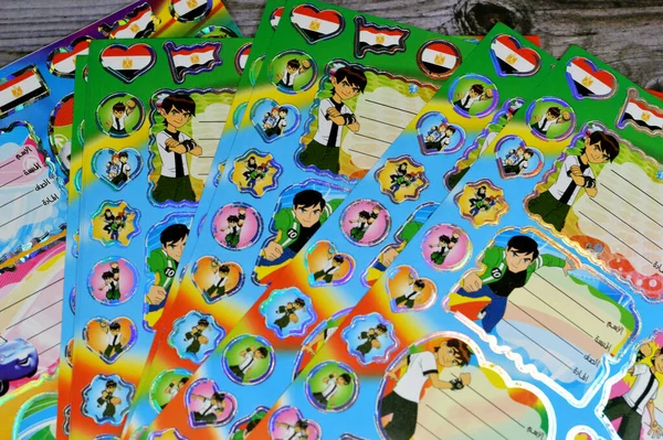 Cairo Egipto Septiembre 2023 Pegatinas Adhesivas Para Cuadernos Para Niños —  Fotos de Stock