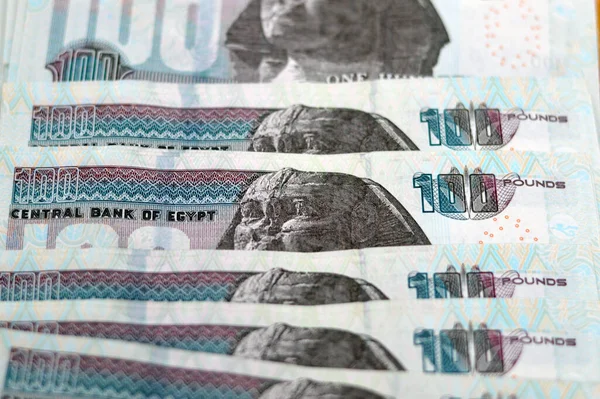 Egy Halom 100 Egp 2023 Egyiptomi Pénznem Száz Egyiptomi Fontszámla — Stock Fotó