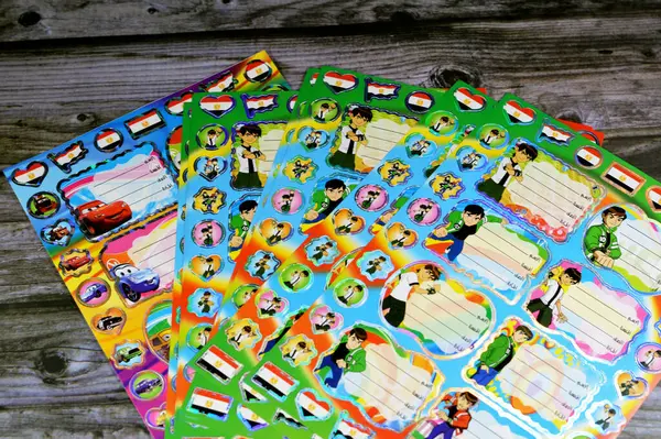 Cairo Egipto Septiembre 2023 Pegatinas Adhesivas Para Cuadernos Para Niños — Foto de Stock
