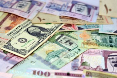 Suudi Arabistan riyallerinin geçmişi, para banknotları ve Amerika Birleşik Devletleri dolar banknotları, Amerikan ve Suudi para döviz kuru, KSA ve ABD 'nin ekonomik durumu, antika nakit yığını